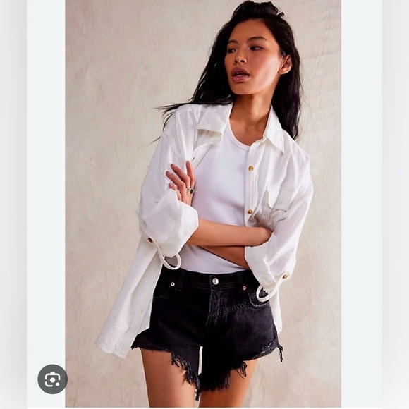 Free people Westwood black highlow distressed shorts size 26 nwot - Picture 1 of 2